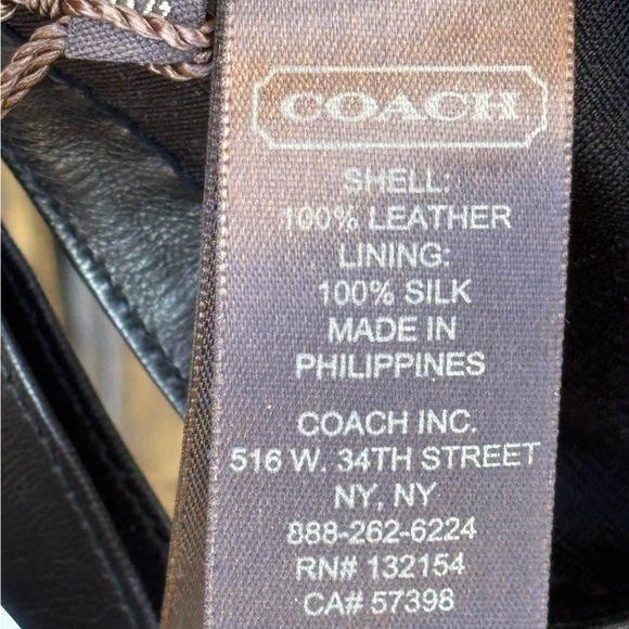 Coach Black Leather Gloves with Gold Buckle - Picture 4 of 9